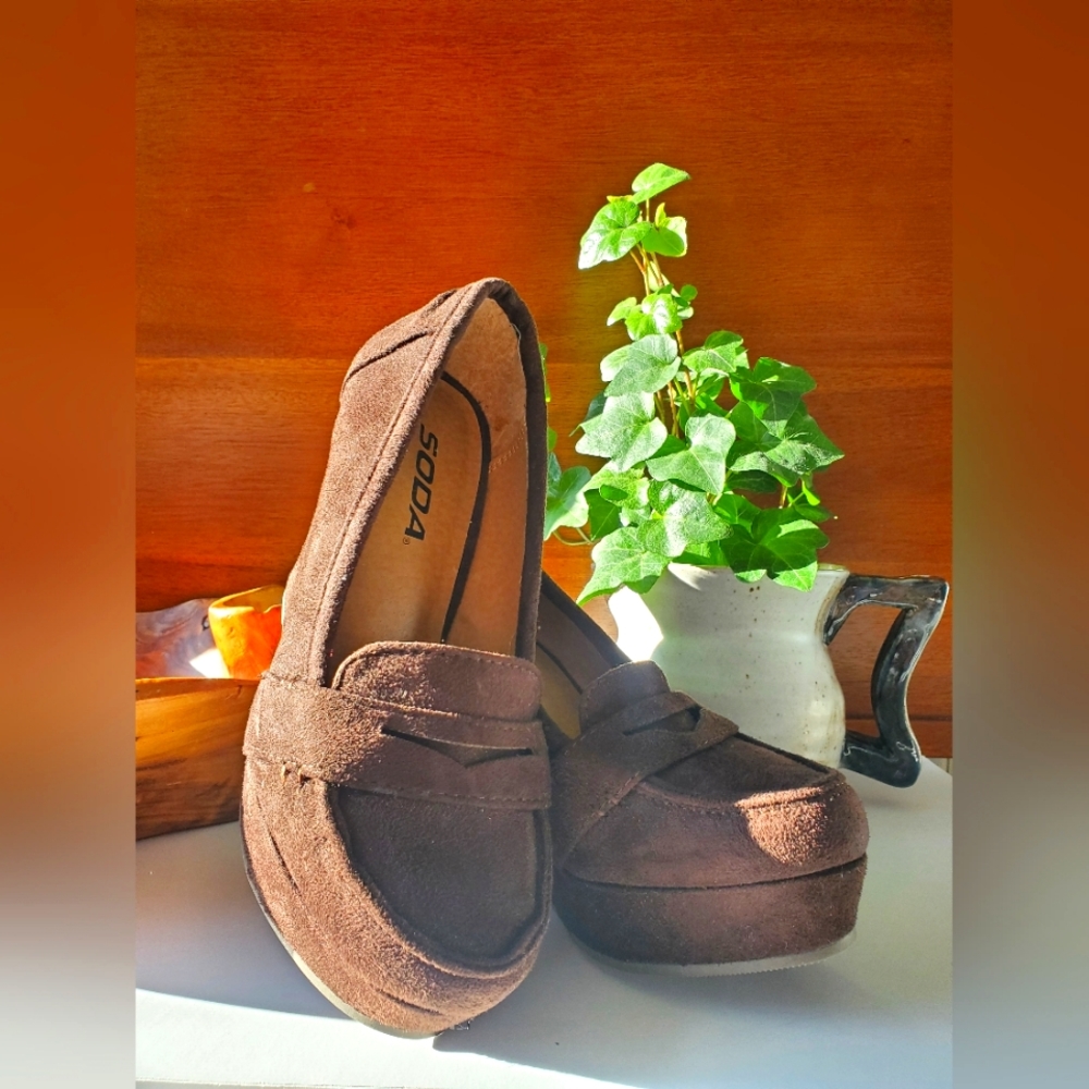 Soda - Patio-S Faux Suede Slip-On Loafer Wedge He… - image 3